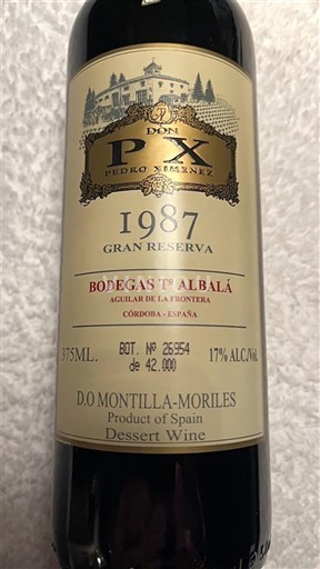 Andaluzija Montilla-Moriles Bodegas Toro Albalá Don PX Gran Reserva 1987