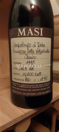 Vénétie Không được chỉ định Masi Campolongo di Torbe 1998
