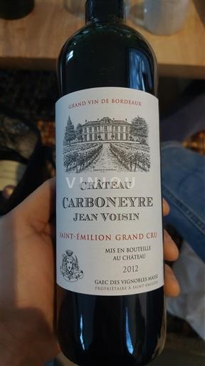 Burdeos Saint-Émilion Gran Cru Grand Cru Château Carboneyre Jean Voisin 2012