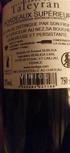 Bordeaux Bordeaux Supérieur La Lande de Taleyran Non-Vintage