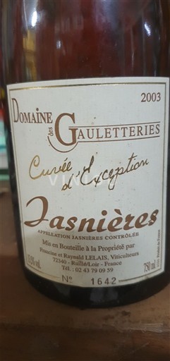 Loirevallei Jasnières Domaine S Gauletteries d'Exception 2003