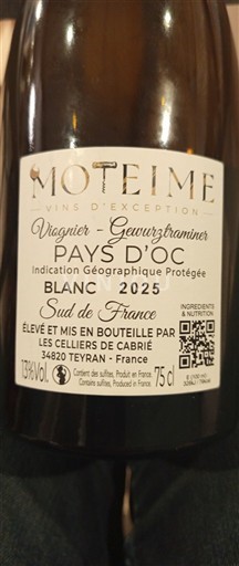 Linguadoca e Rossiglione Paese d'Oc Moteime Viognier-Gewurztraminer 2025