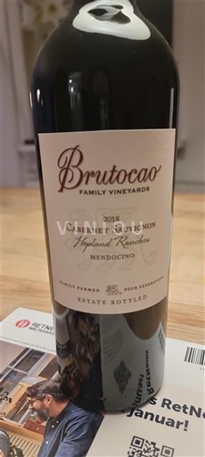 Vùng trồng nho được cấp phép California Mendocino Brutocao Family Vineyards Cabernet Sauvignon Highland Ranches 2018