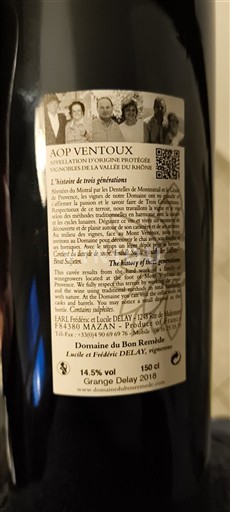 Rhônedalen Ventoux Domaine Bon Remède du chasseur 2018