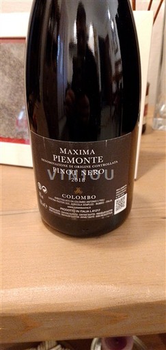 Piedmont Wines Langhe Colombo Maxima pinot nero 2018