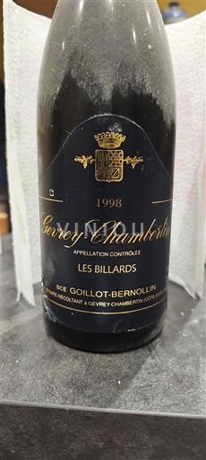 Bourgogne Gevrey-chambertin Goillot-Bernollin Les Billards 1998