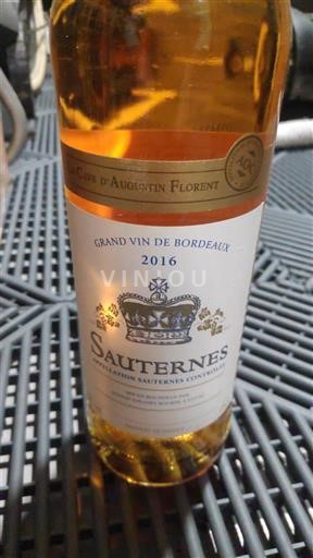 Bordéus Sauternes Caves d'Augustin Florent 2016