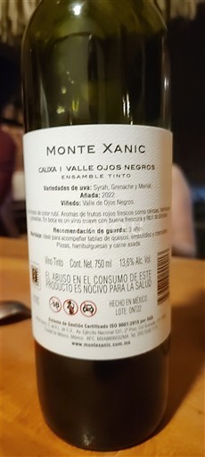 Baja California Thung lũng Ojos Negros Monte Xanic Ensamble Tinto 2022