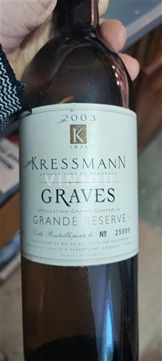Bordeaux Graves Kressmann Grande Réserve 2003