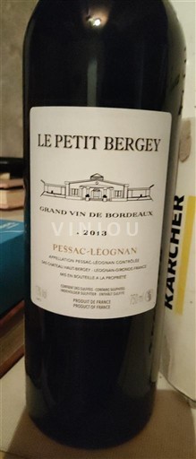 Vina Rouge sec Le Petit Bergey 2014 Francija Bordeaux Pessac-Léognan AOC