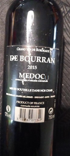 Bordeaux Médoc De Bourran 2015