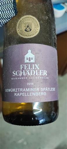 Palatinat Pfalška Felix Schädler Gewurztraminer Kapellenberg 2016