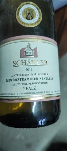 Palatinat Pfalška Schädler Gewurztraminer Alsterweiler Kapellenberg 2016