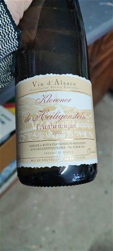 Alsácia Domaine A. Ruff & Fils Klevner de Heiligenstein l'Authentique 2020