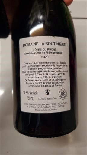 Rhônevallei Côtes-du-rhône Domaine La Boutinière 2020