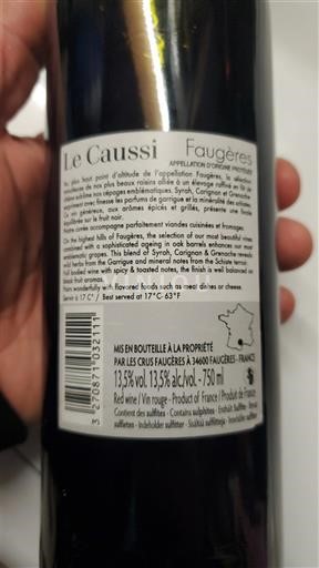 Langvedok Faugères Les Crus Faugères Le Caussi 2020