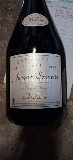 Champanhe Jacques Sonnette Millésime 2015