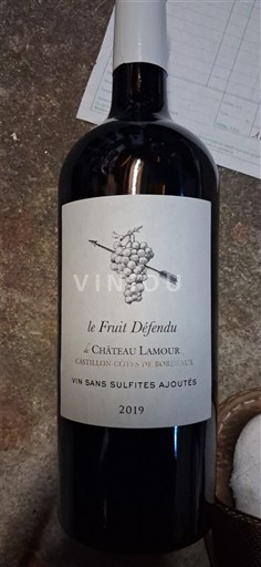Bordeaux Castillon-côtes-de-bordeaux Château Lamour Le Fruit Défendu 2019