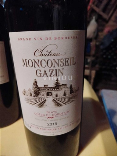 Bordeaux Blaye-Côtes-de-Bordeaux Château Monconseil-Gazin 2016