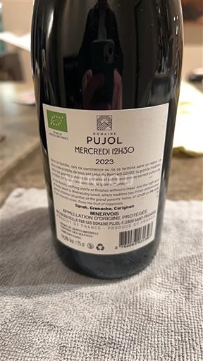 Langvedok Minervois Domaine Pujol Mercredi 12h30 2023