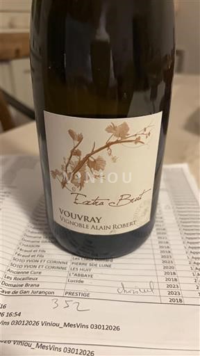 Thung lũng sông Loire Vouvray Vignoble Alain Robert L'Éclat Brut Không niên vụ