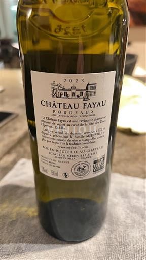 Vin Blanc sec Château Fayau 2023 France Bordeaux AOC
