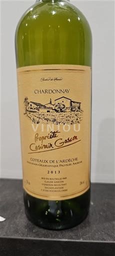 Alpes và các vùng Rhodanien Coteaux de l'Ardèche Propriété Casimir Gascon Chardonnay 2013