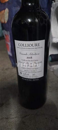 Roussillon Collioure Domaine Reno Grande Sélection 2018