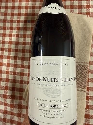 Burgundi Côte de Nuits -kylät Didier Fornerol 2016
