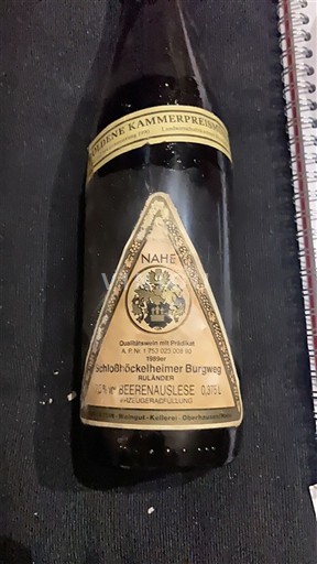 Nahe Weingut Oberhäus Schloßböckelheimer Burgweg Beerenauslese Không niên vụ