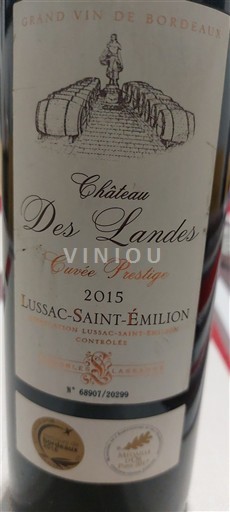 Bordeaux Lussac-saint-émilion Château S Landes Prestige 2015