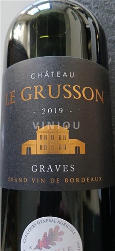 Vine Rouge sec 2019 Château Le Grusson 2019 Frankrig Bordeaux Graves AOC