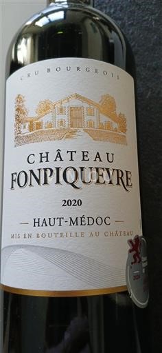 Viinit Rouge sec Château Fonpiqueyre 2020 Ranska Bordeaux Haut-Médoc AOC