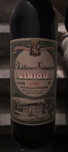 Wijnen Rouge sec Château Siaurac 1995 Frankrijk Bordeaux Lalande-de-pomerol AOC