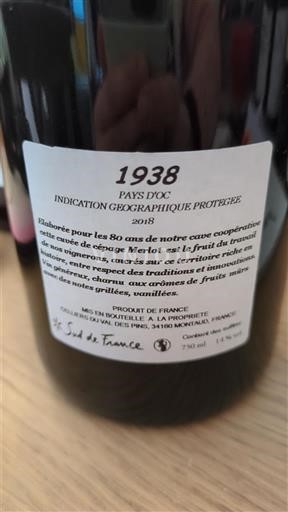 Languedoc ja Roussillon Pays d'Oc Les Vignerons de la Promenade 1938 2018