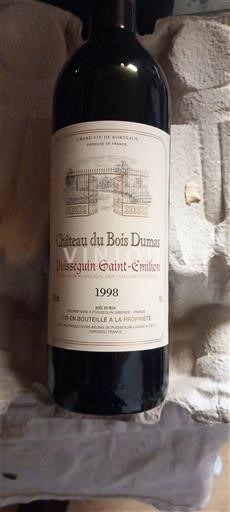 Vine Rouge sec Château Bois Dumas 1998 Frankrig Bordeaux Puisseguin-saint-émilion AOC
