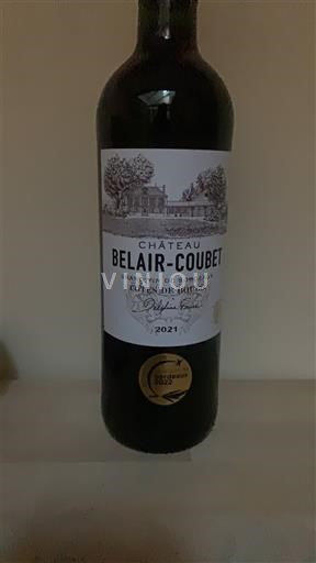 Vin Rouge sec Château Belair-Coubert 2021 France Bordeaux Côtes-de-bourg AOC