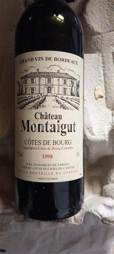 Vin Rouge sec Château Montaigut 1998 France Bordeaux Côtes-de-bourg AOC