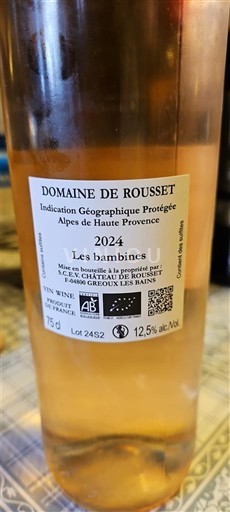 Provence Không được chỉ định Domaine Rousset Les bambines 2024