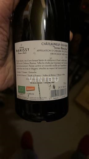Údolí Rhôny Châteauneuf-du-Pape Manissy Terres Blanches 2023