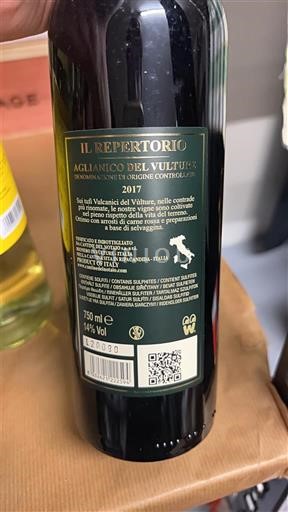 Basilicata Aglianico del Vulture Cantine del Notaio Il Repertorio 2017
