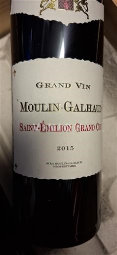 Burdeos Saint-Émilion Gran Cru Grand Cru Moulin-Galhaud 2015