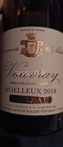 Thung lũng sông Loire Vouvray Domaine Clos Naudin Moelleux 2018