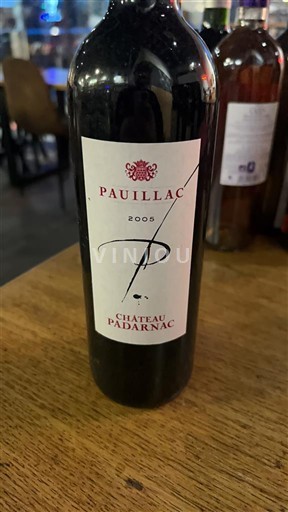 Vine Rouge sec Château Padarnac 2005 Frankrig Bordeaux Pauillac AOC