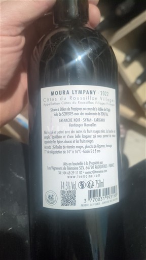 Roussillon Côtes du Roussillon Villages Moura Lympany 2022