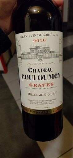 Bordeaux Graves Château Couloumey Millésime Nicolas 2016