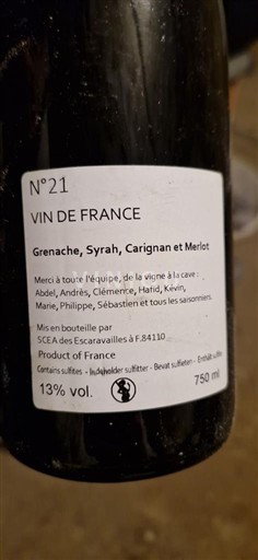 Thung lũng Rhône Không được chỉ định Escaravailles N°21 Không niên vụ