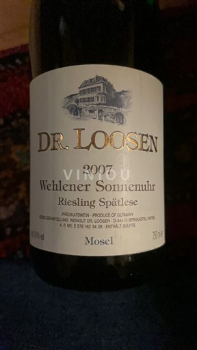 Mosel Moselle Dr. Loosen Wehlener Sonnenuhr Riesling Spätlese 2007