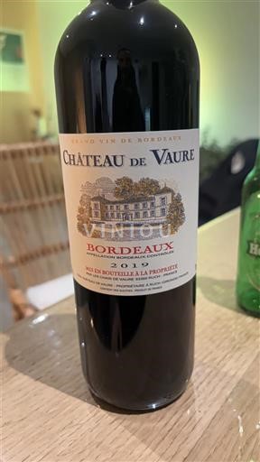 Vine Rouge sec Château Vaure 2019 Frankrig Bordeaux AOC