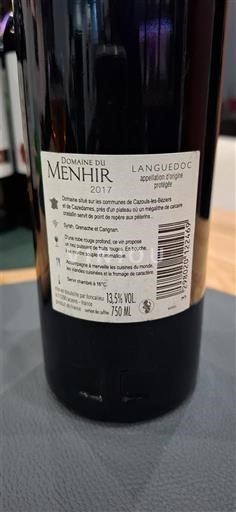 Langvedok Languedoc Domaine Menhir 2017